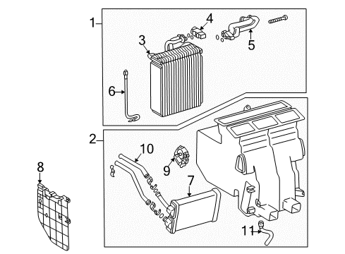 1997 Toyota Camry A/C Evaporator & Heater Components Diagram