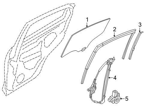 2019 Toyota Yaris Rear Door - Glass & Hardware Diagram