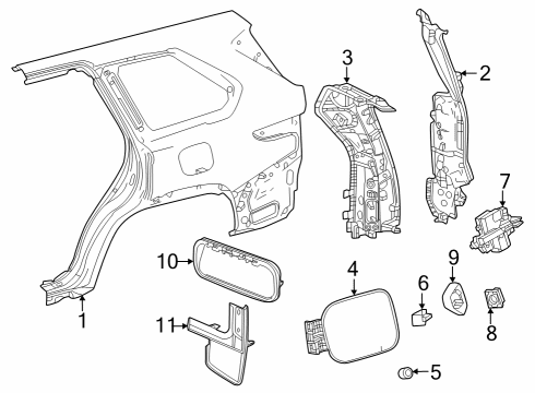 2024 Toyota Sequoia Quarter Panel & Components, Exterior Trim Diagram
