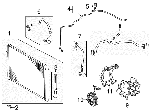 2015 Toyota RAV4 A/C Condenser, Compressor & Lines Diagram