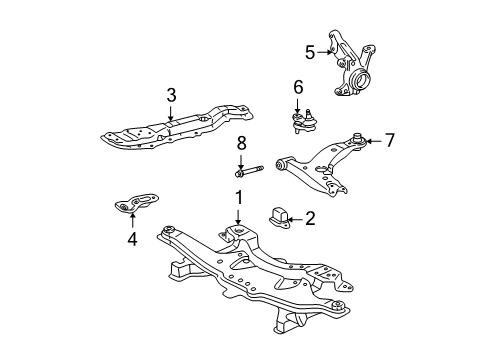 2005 Toyota Matrix Front Suspension, Control Arm, Stabilizer Bar Diagram 1 - Thumbnail