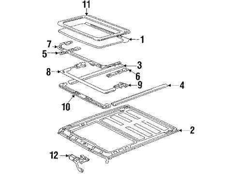 1987 Toyota Camry Sunroof Glass Diagram for 63201-32020-02