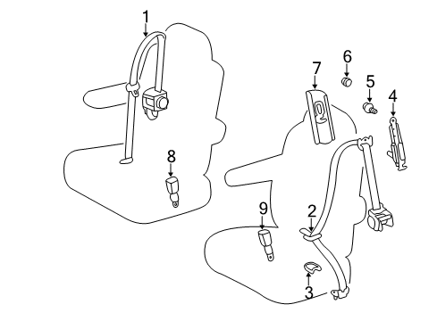 2012 Toyota Sienna Second Row Seat Belts Diagram 2 - Thumbnail