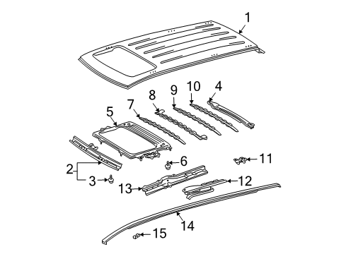 2004 Toyota Sienna Roof & Components, Exterior Trim Diagram