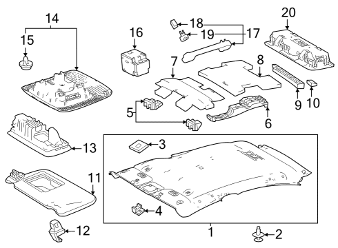 2023 Toyota Prius AWD-e Interior Trim - Roof Diagram 1 - Thumbnail