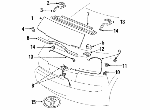 1991 Toyota Previa Hood & Components Diagram