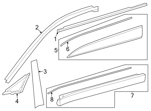 2023 Toyota Crown Exterior Trim - Front Door Diagram