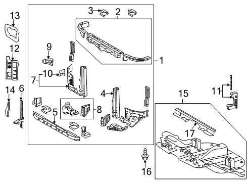 2017 Toyota Sequoia Radiator Support, Splash Shields Diagram