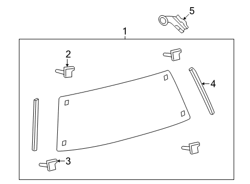 2009 Toyota Land Cruiser Lift Gate - Glass & Hardware Diagram