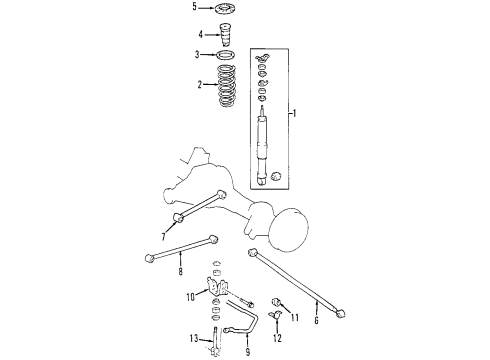 2009 Toyota Land Cruiser Rear Suspension Components, Lower Control Arm, Upper Control Arm, Ride Control, Stabilizer Bar Diagram