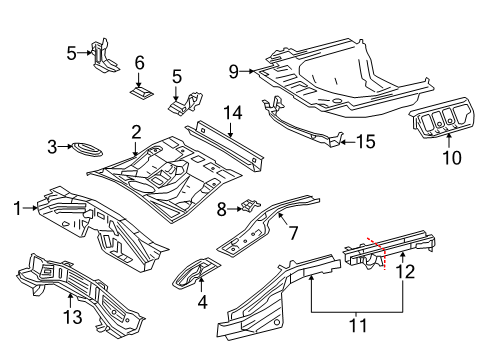 2022 Toyota Camry Rear Floor & Rails Diagram