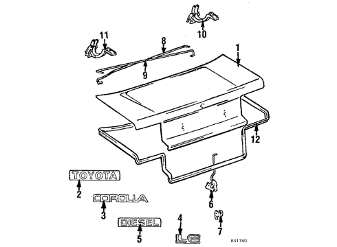 1987 Toyota Corolla Trunk Lid Diagram 1 - Thumbnail