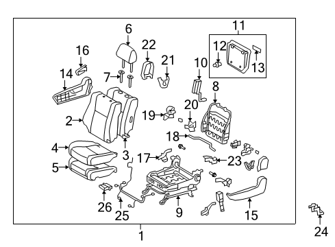 2011 Toyota Sequoia Passenger Seat Components Diagram 3 - Thumbnail