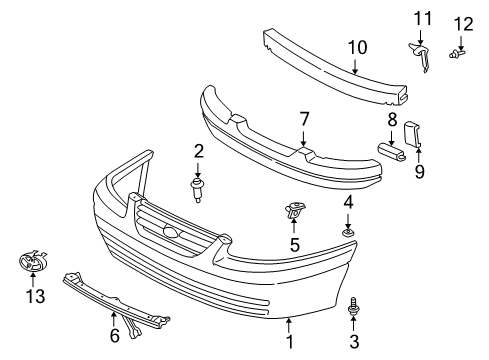 1997 Toyota Camry Front Bumper Diagram