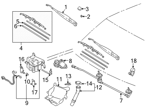 1996 Toyota 4Runner Windshield - Wiper & Washer Components Diagram