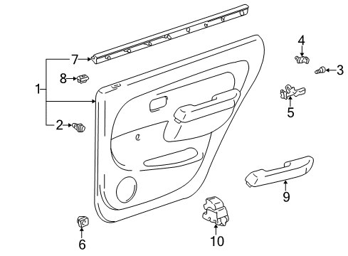 1996 Toyota 4Runner Interior Trim - Rear Door Diagram
