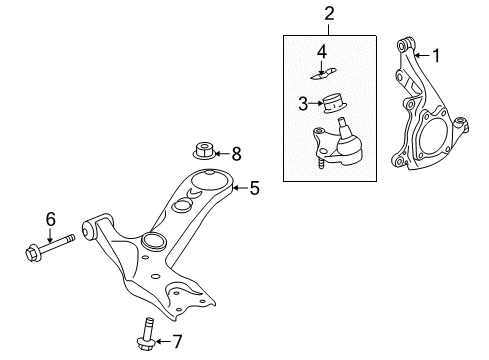 2015 Scion xB Front Suspension Components, Lower Control Arm, Stabilizer Bar Diagram