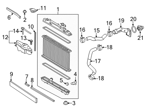 2017 Toyota Avalon Radiator & Components Diagram