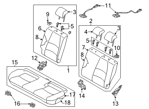 2019 Toyota Yaris Rear Seat Components Diagram