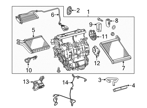 2014 Toyota Corolla A/C Evaporator & Heater Components Diagram