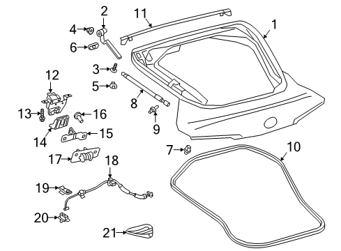 2024 Toyota GR Supra Trunk Lid & Components Diagram