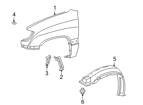 Reinforcement, Front Fender, Rear Passenger Side Diagram for 53818-60010
