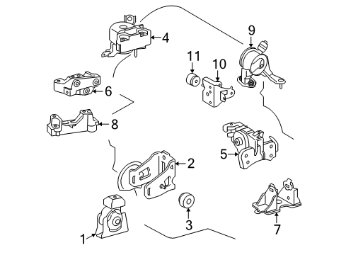 Damper, Engine Mounting Diagram for 12351-74010