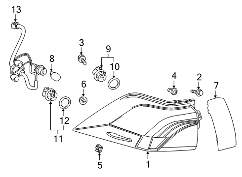 2020 Toyota RAV4 Tail Lamp Assembly Lower Retainer, Rear Diagram for 81496-0E020