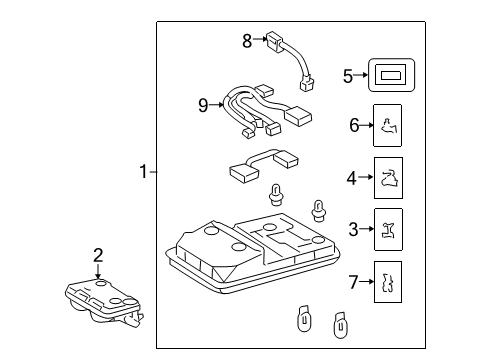 2022 Toyota 4Runner Overhead Console Diagram
