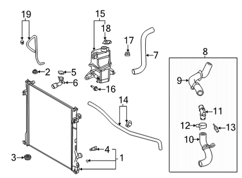 2023 Toyota Highlander Radiator & Components Diagram
