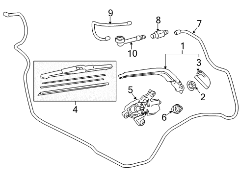 2012 Scion iQ Lift Gate - Wiper & Washer Components Diagram