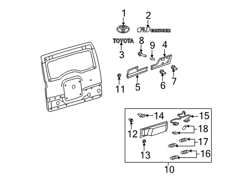 2013 Toyota FJ Cruiser Exterior Trim - Back Door Diagram