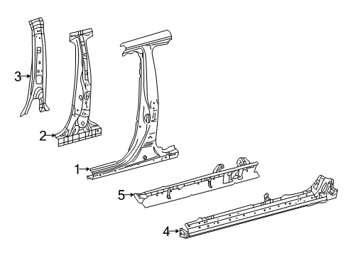 2024 Toyota Corolla Center Pillar Reinforcement, Driver Side Diagram for 61038-12361