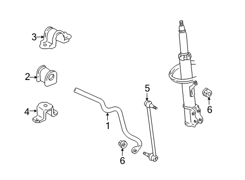 2004 Toyota Highlander Stabilizer Bar & Components - Front Diagram