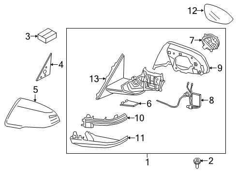 2024 Toyota GR Supra Outside Mirrors Diagram