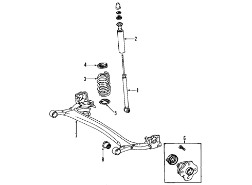 2004 Toyota Echo Rear Axle, Suspension Components Diagram