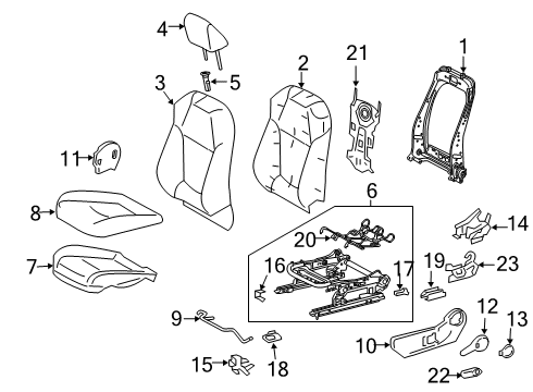 2023 Toyota RAV4 Prime Driver Seat Components Diagram