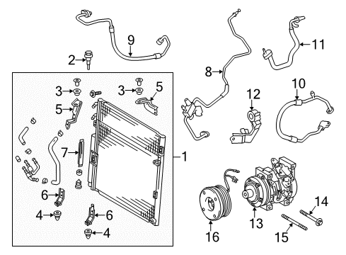 2018 Toyota Tundra A/C Condenser, Compressor & Lines Diagram