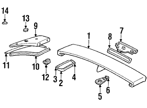 1992 Toyota Supra Spoiler, Rear Diagram for 76085-14907