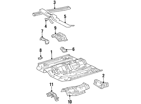 1997 Toyota Paseo Floor & Rails Diagram
