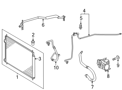 2012 Toyota Prius C A/C Condenser, Compressor & Lines Diagram
