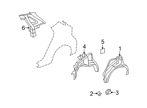2012 Toyota Matrix Inner Structure - Quarter Panel Diagram
