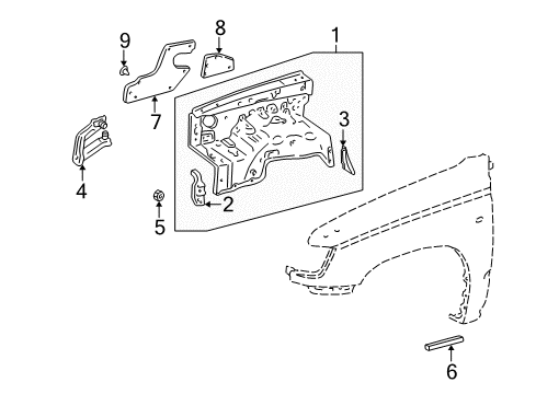 1996 Toyota 4Runner Inner Components - Fender Diagram