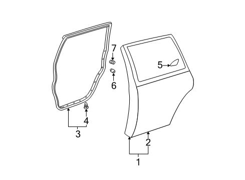 2004 Toyota Highlander Rear Door Diagram