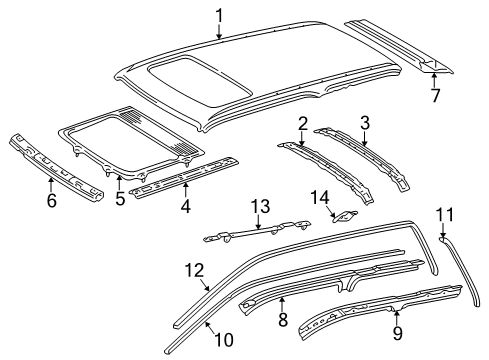 1996 Toyota 4Runner Roof & Components Diagram