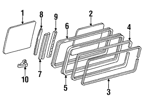 1987 Toyota Van Front Side Glass Diagram