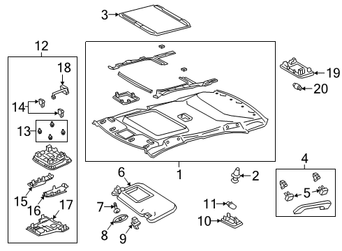 2022 Toyota Corolla Interior Trim - Roof Diagram