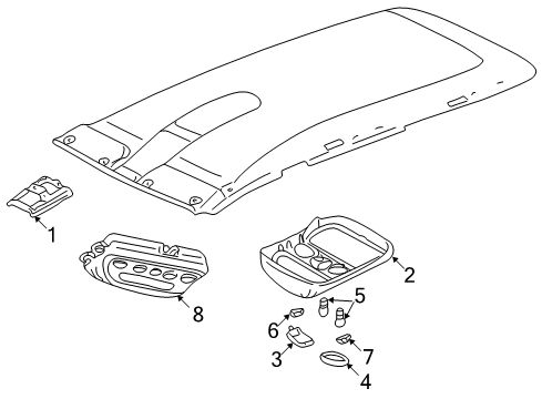 2001 Toyota Sequoia Overhead Console Diagram 1 - Thumbnail