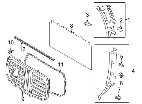 2017 Toyota Tundra Access Panel Retainer Diagram for 67199-34010