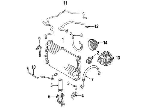 1993 Toyota Celica A/C Condenser, Compressor & Lines Diagram